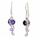 enticing Amethyst 925 Solid Sterling Silver Purple Earring genuine Designer US