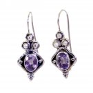 classy Amethyst 925 Solid Sterling Silver Purple Earring genuine casually US