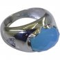 grand Blue Chalcedany 925 Solid Sterling Silver Blue Ring Natural common US