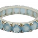 delicate Blue Chalcedony 925 Sterling Silver Blue Ring Natural handmade US