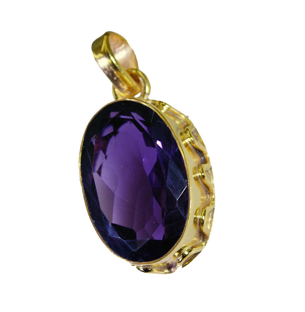splendiferous Amethyst Gold Plated Purple Pendant Glass gemstones US