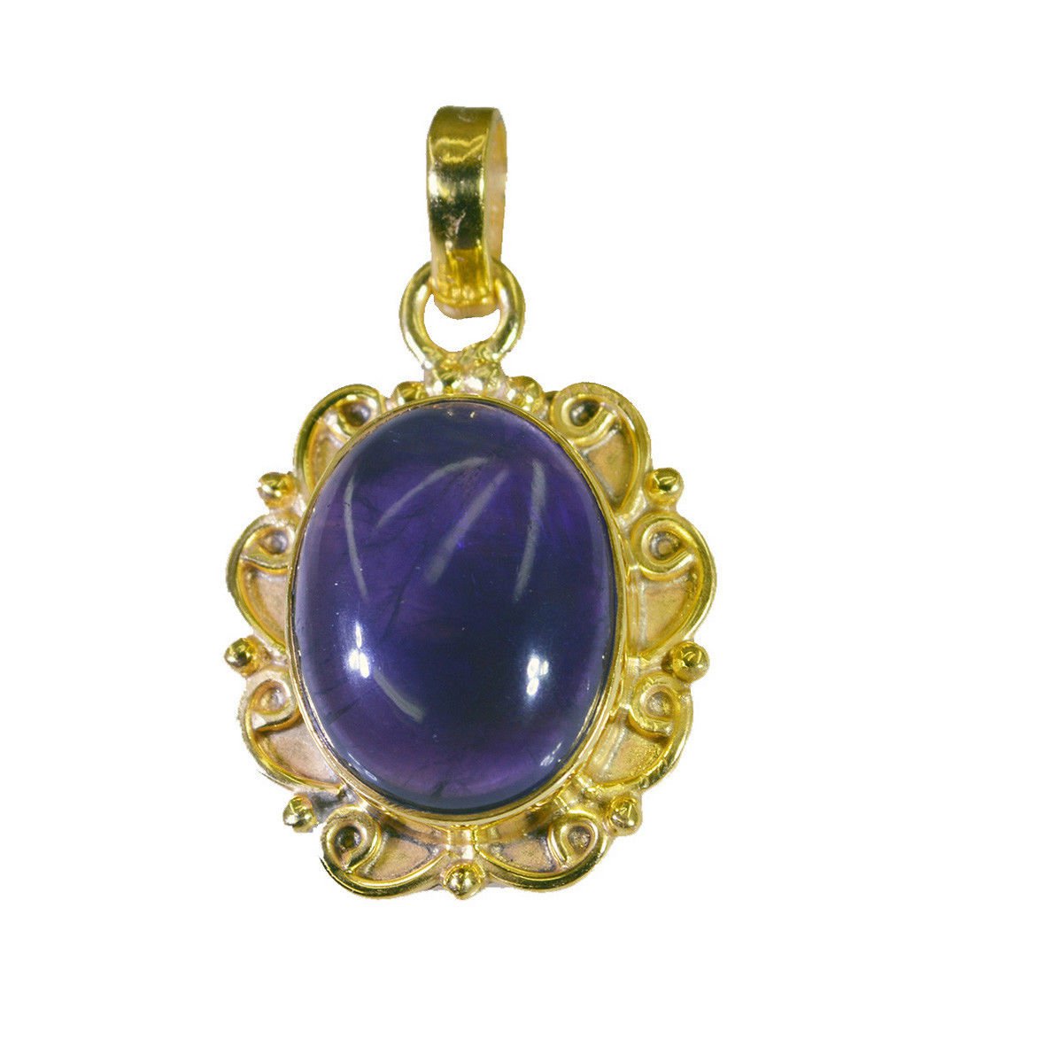 handsome Amethyst Gold Plated Purple Pendant Glass handmade US