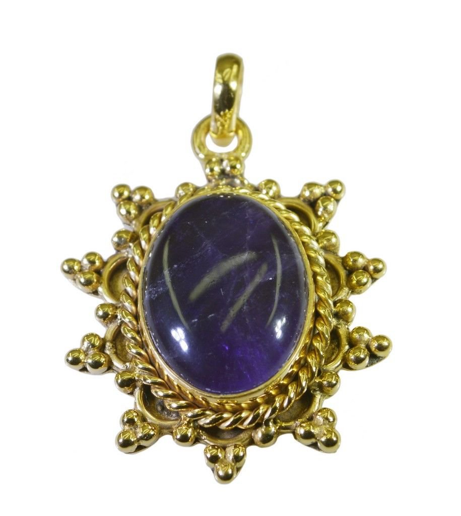 appealing Amethyst Gold Plated Purple Pendant Fashion india US