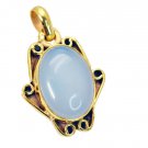 elegant Blue Chalcedony Gold Plated Blue Pendant Fashion handmade US