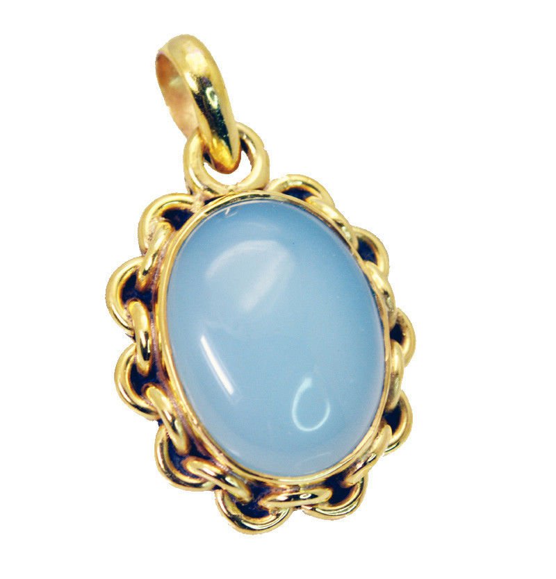 fascinating Blue Chalcedony Gold Plated Blue Pendant Glass india US