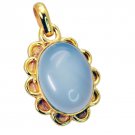 grand Blue Chalcedony Gold Plated Blue Pendant Glass jewellery US