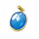 inviting Blue Chalcedony Gold Plated Blue Pendant Glass gemstone US