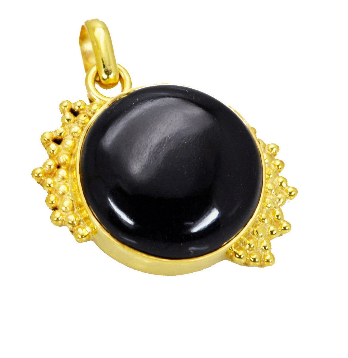 fascinating Black onyx Gold Plated Black Pendant Fashion gemstone US