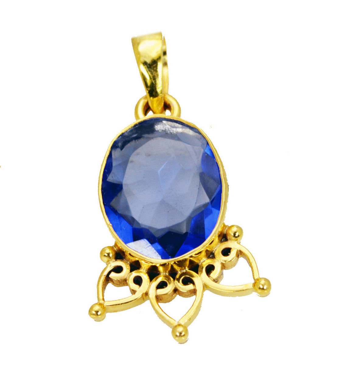 attractive Blue Shappire CZ Gold Plated Blue Pendant Fashion wholesales US