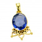 attractive Blue Shappire CZ Gold Plated Blue Pendant Fashion wholesales US