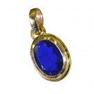 pleasing Blue Shappire CZ Gold Plated Blue Pendant Fashion handcrafted US