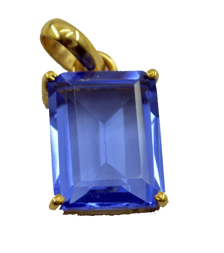 exquisite Blue Shappire CZ Gold Plated Blue Pendant Glass indian US