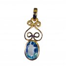 splendid Blue Topaz CZ Gold Plated Blue Pendant Glass jewelry US