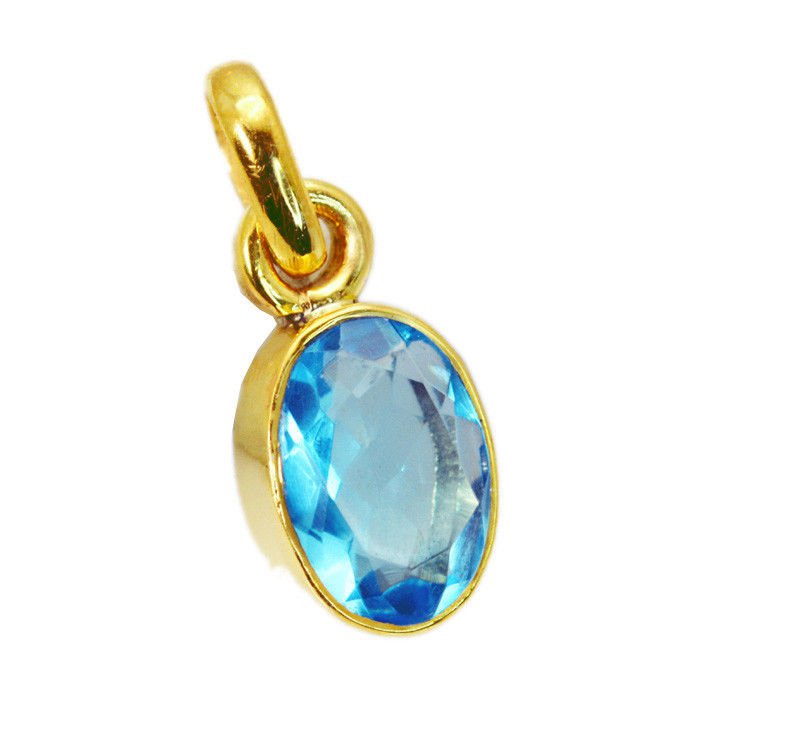 pulchritudinous Blue Topaz CZ Gold Plated Blue Pendant Glass gemstones US