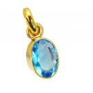 pulchritudinous Blue Topaz CZ Gold Plated Blue Pendant Glass gemstones US