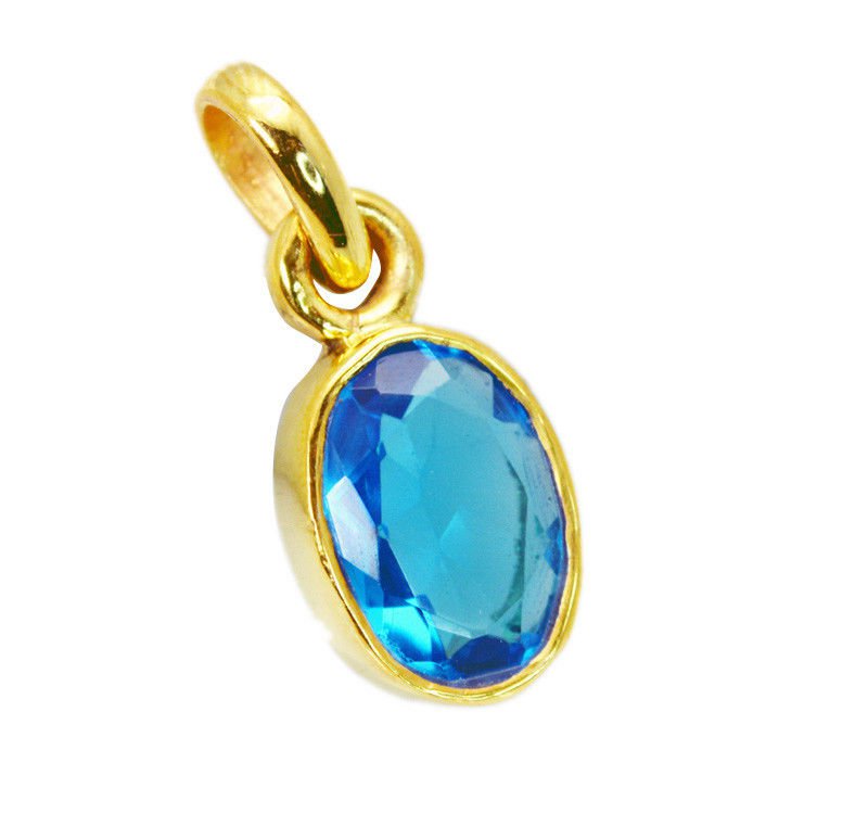 adorable Blue Topaz CZ Gold Plated Blue Pendant Fashion common US