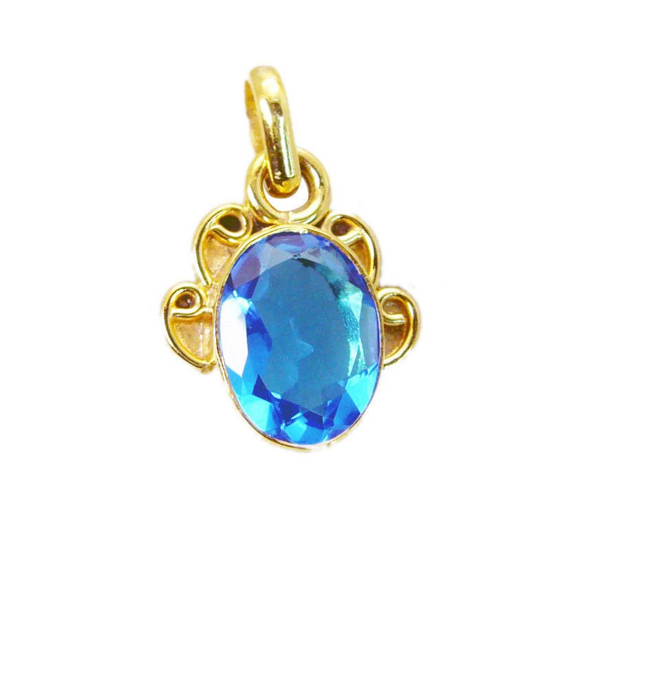 appealing Blue Topaz CZ Gold Plated Blue Pendant Glass ordinary US