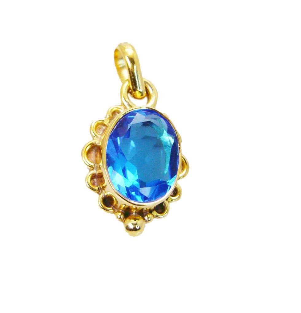 captivating Blue Topaz CZ Gold Plated Blue Pendant Glass generally US