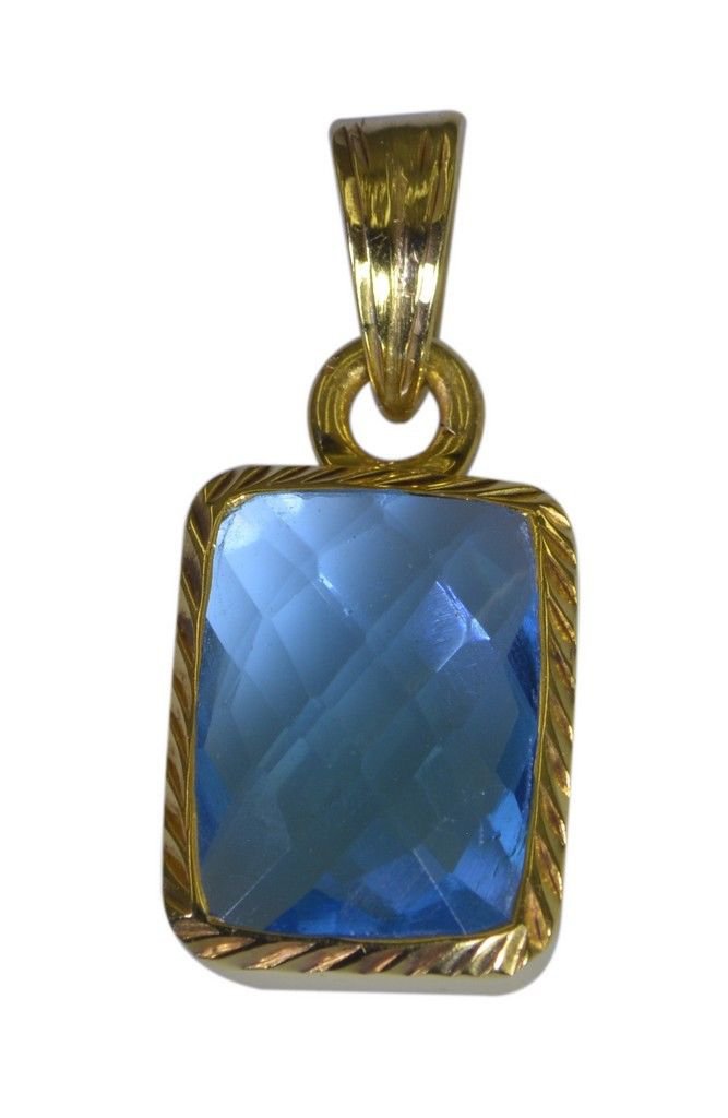 charming Blue Topaz CZ Gold Plated Blue Pendant Fashion jewelry US