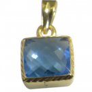 classy Blue Topaz CZ Gold Plated Blue Pendant Glass gemstone US