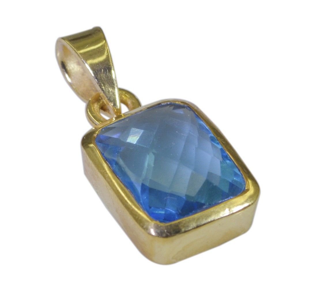 cute Blue Topaz CZ Gold Plated Blue Pendant Fashion gemstones US