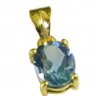 fine Blue Topaz CZ Gold Plated Blue Pendant Glass normaly US