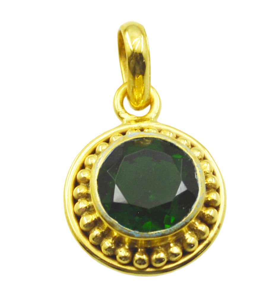 fine Emerald CZ Gold Plated Green Pendant Glass wholesale US