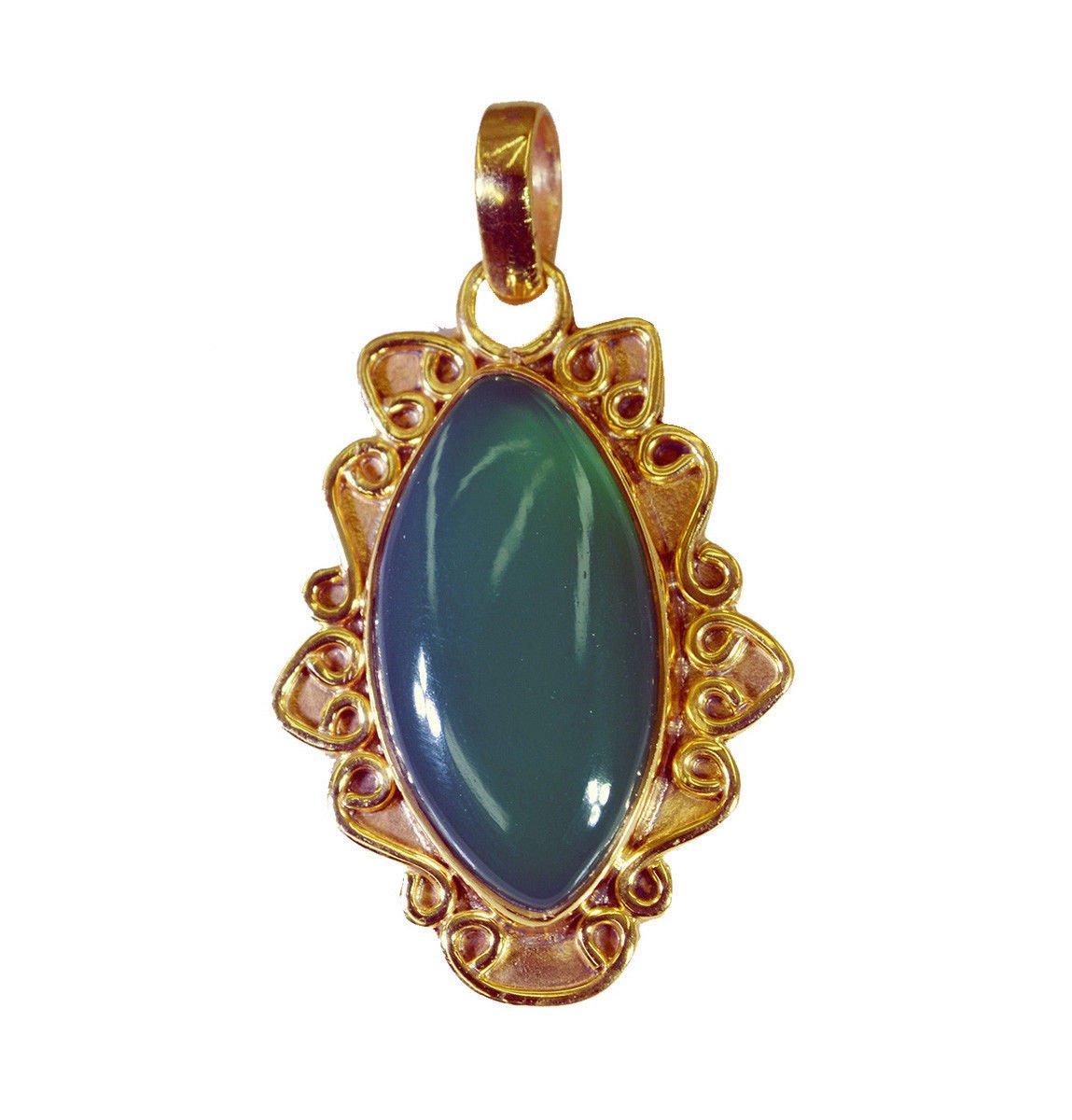 splendid Green Onyx Gold Plated Green Pendant Fashion india US