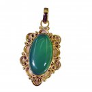 exquisite Green Onyx Gold Plated Green Pendant Glass indian US