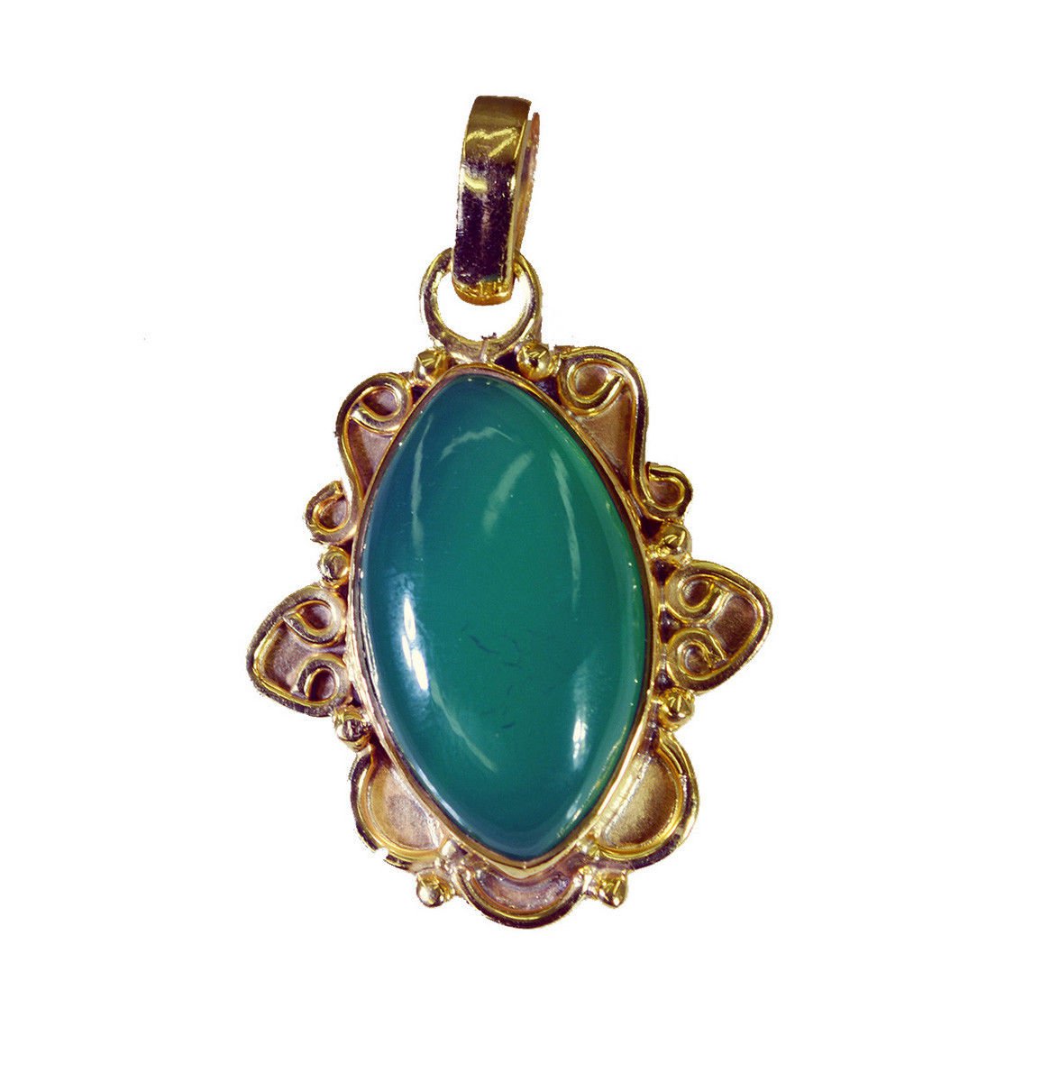 pulchritudinous Green Onyx Gold Plated Green Pendant Fashion jewellery US