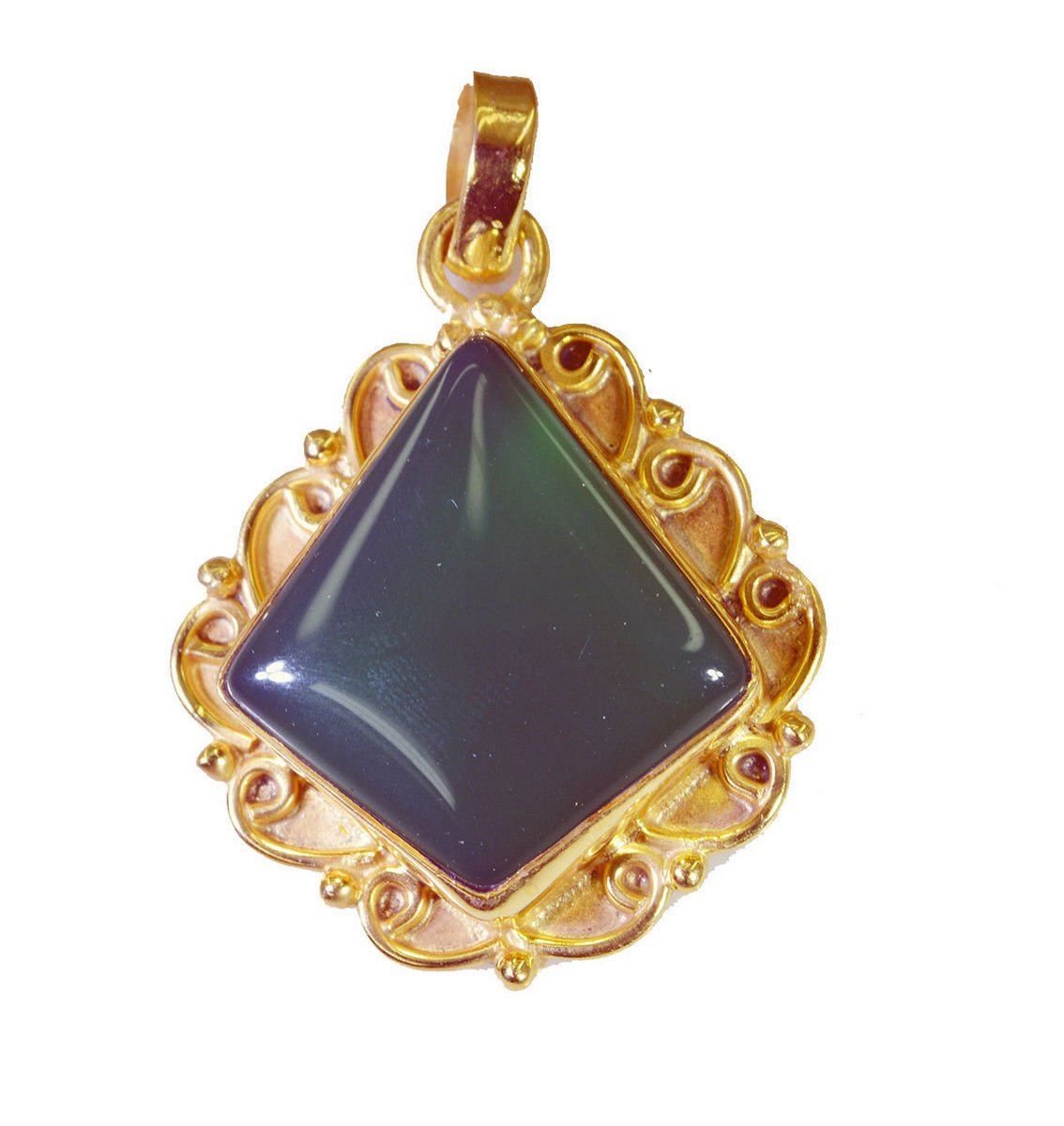 classy Green Onyx Gold Plated Green Pendant Fashion suppiler US
