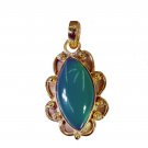 fine Green Onyx Gold Plated Green Pendant Glass jaipur US