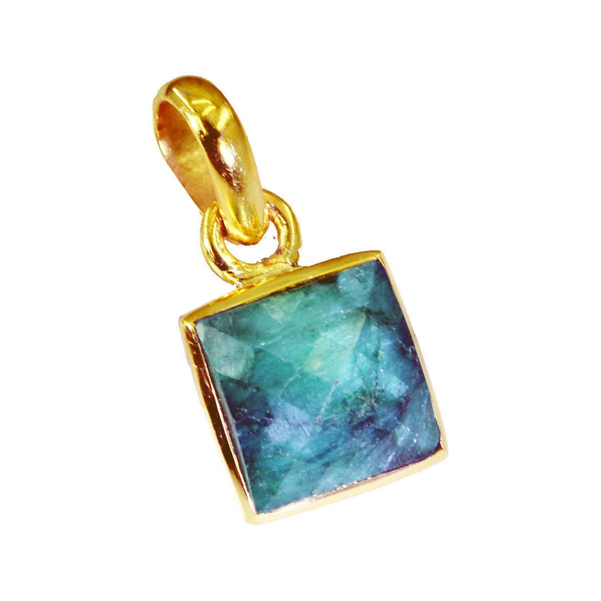 pulchritudinous Indian Emerald Gold Plated Green Pendant Glass freely US