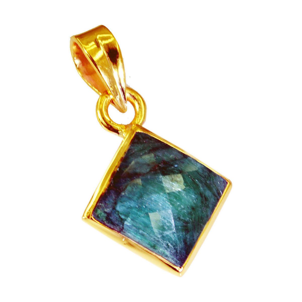 bewitching Indian Emerald Gold Plated Green Pendant Fashion Designer US