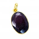 resplendent Indian Ruby Gold Plated Red Pendant Fashion handmade US