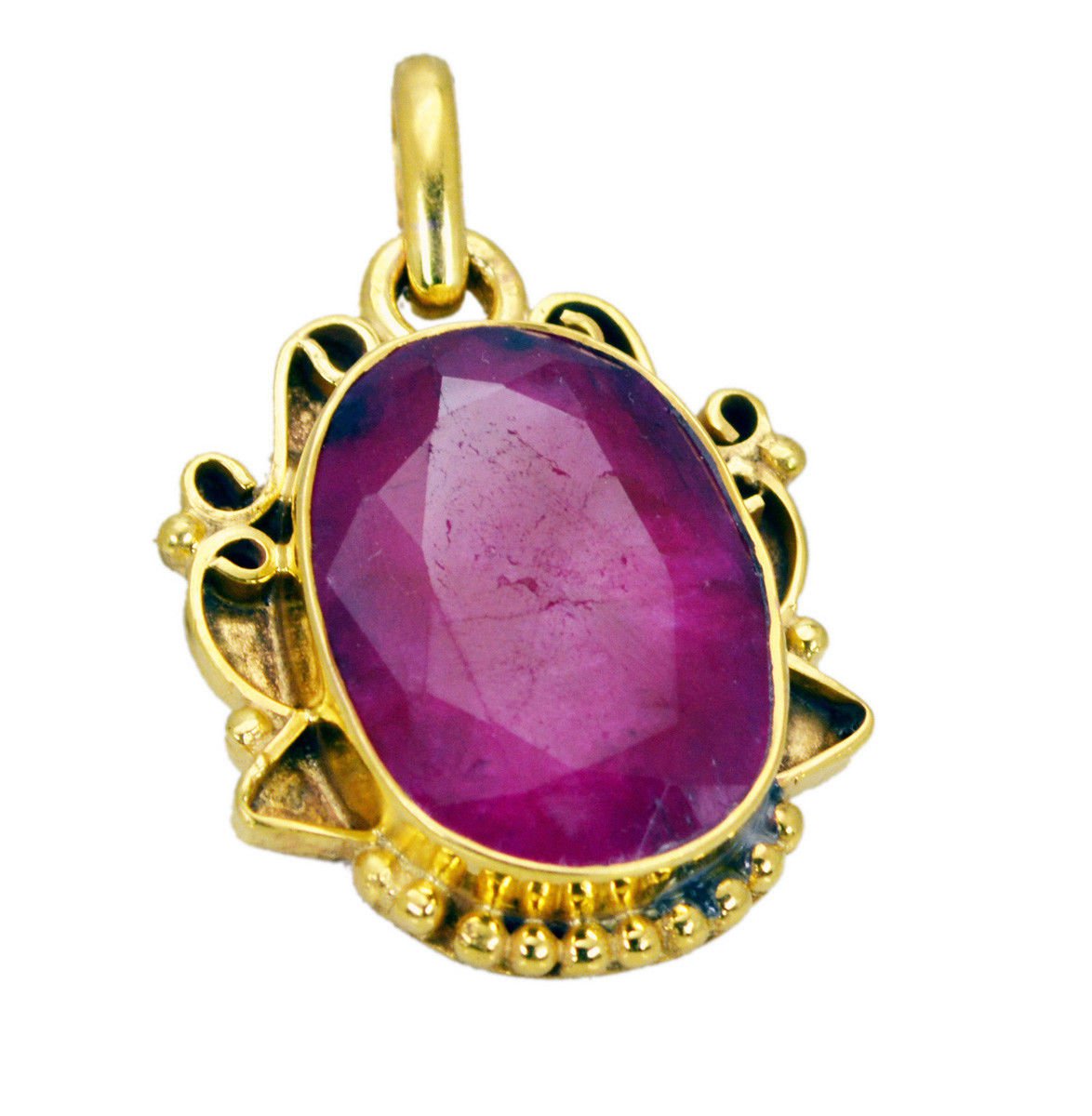 pulchritudinous Indian Ruby Gold Plated Red Pendant Fashion jewelry US