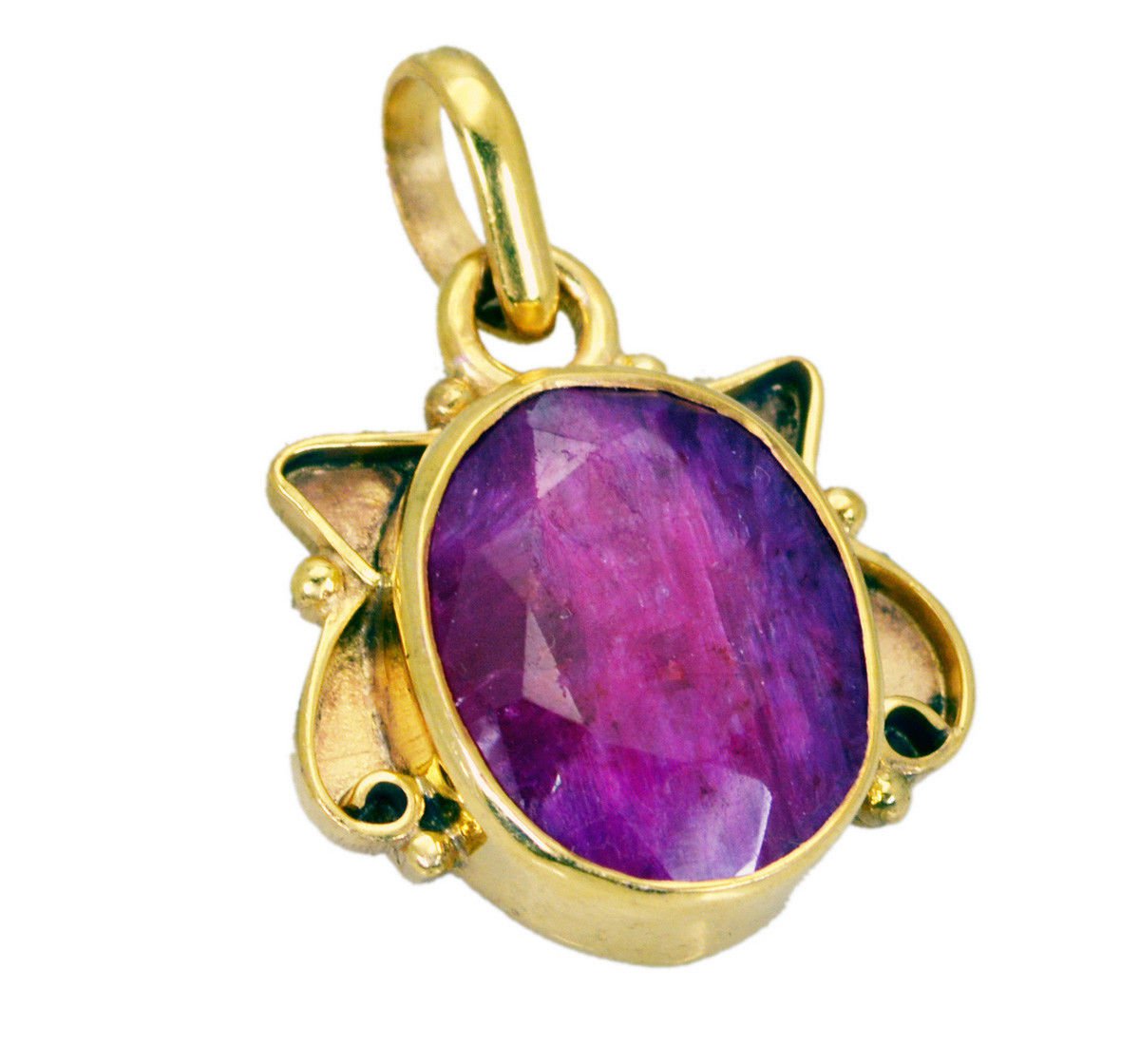 appealing Indian Ruby Gold Plated Red Pendant Fashion gemstones US