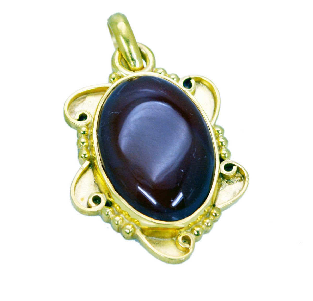 elegant Red Onyx Gold Plated Red Pendant Glass gemstones US