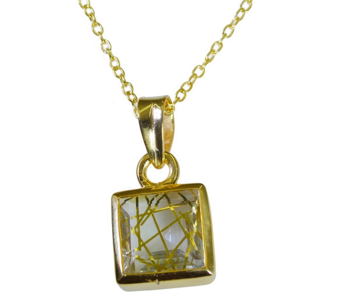 comely Rutile Quartz CZ Gold Plated Multi Pendant Glass common US