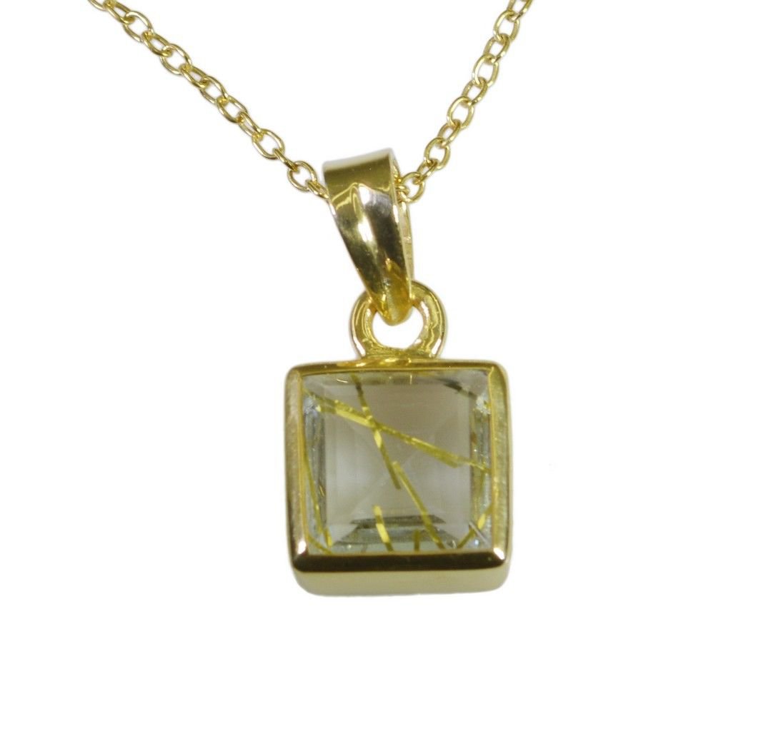 exquisite Rutile Quartz CZ Gold Plated Multi Pendant Glass simply US