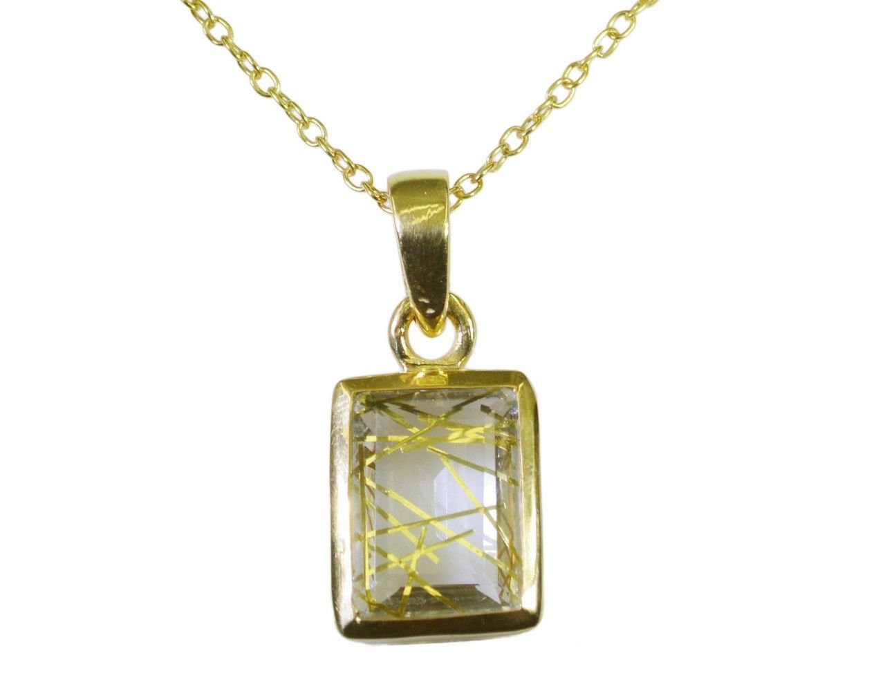 adorable Rutile Quartz CZ Gold Plated Multi Pendant Glass usually US