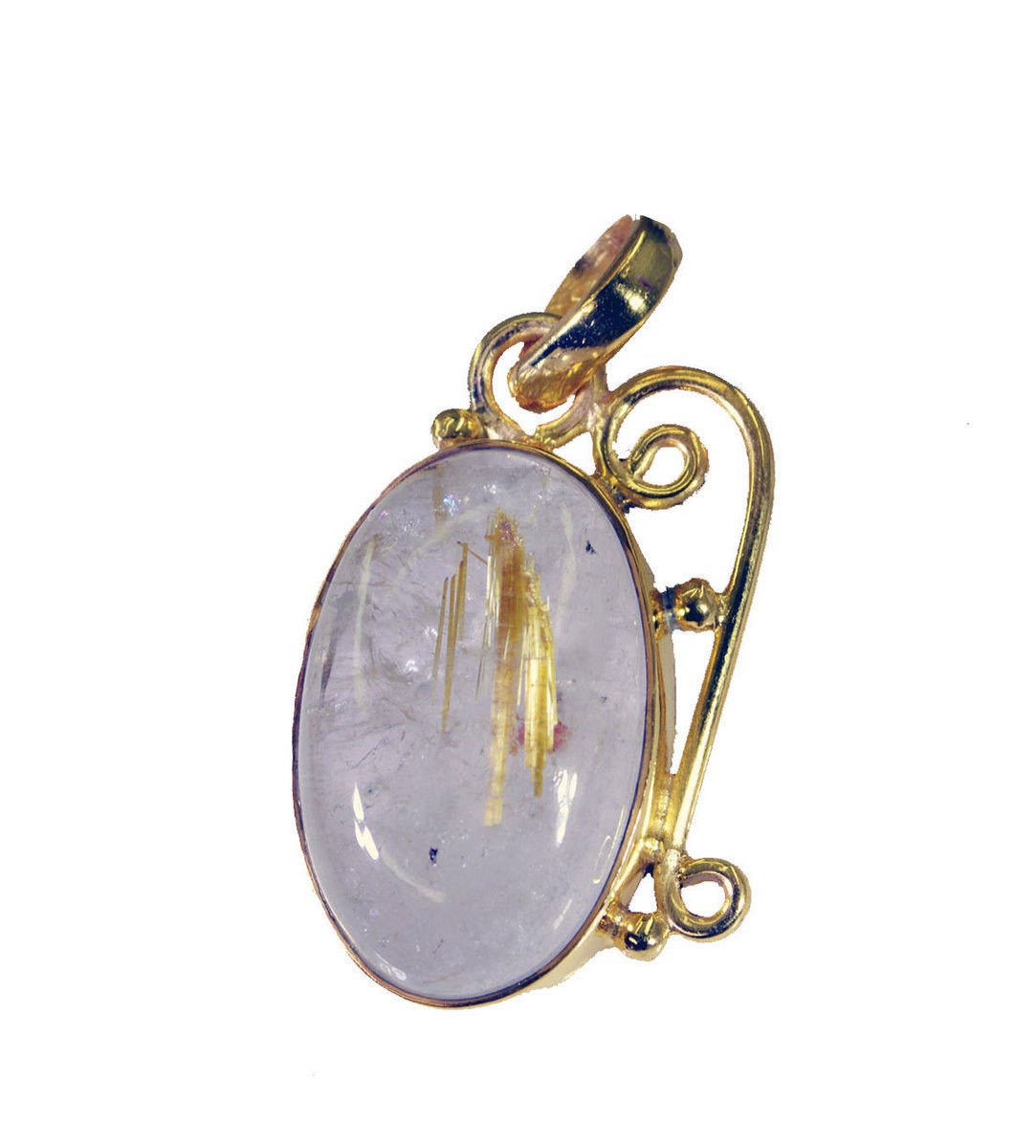 splendiferous Rutile Quartz Gold Plated Multi Pendant Glass jewellery US