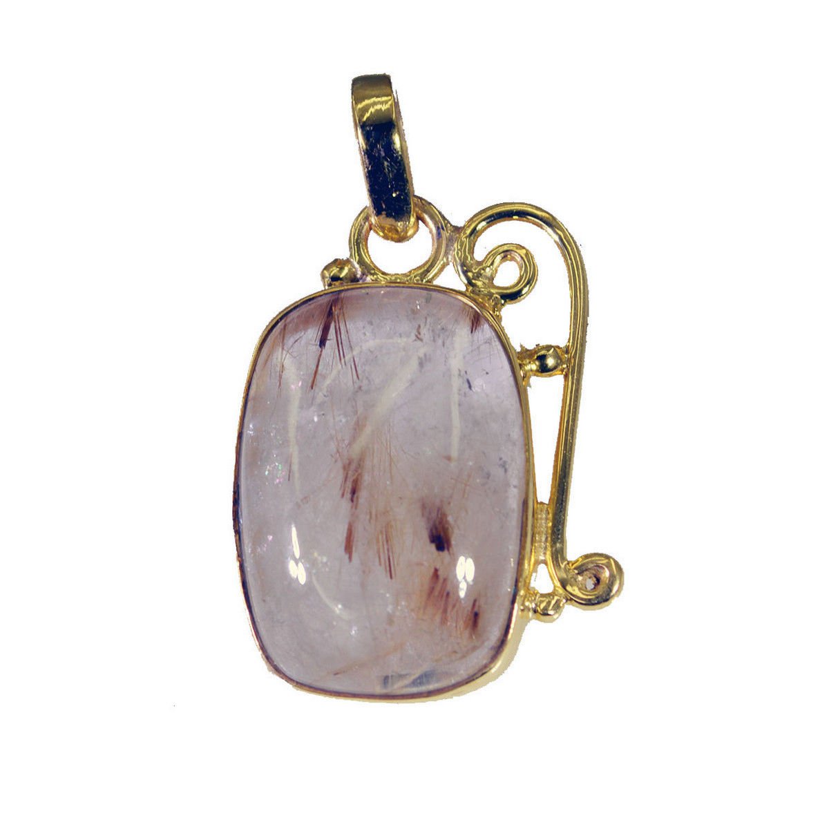 attractive Rutile Quartz Gold Plated Multi Pendant Glass gemstone US