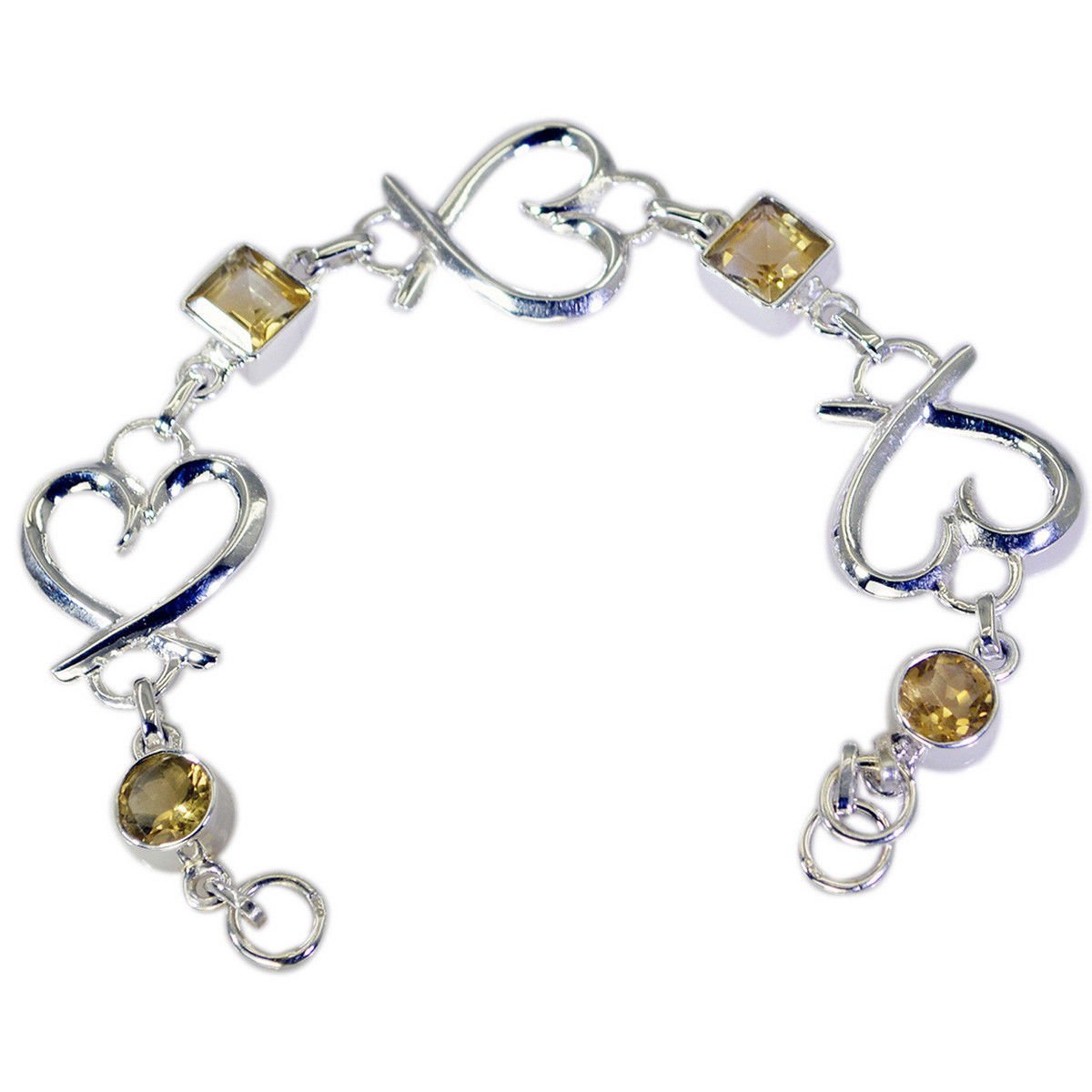 handsome Citrine 925 Solid Sterling Silver Yellow Bracelet genuine india US