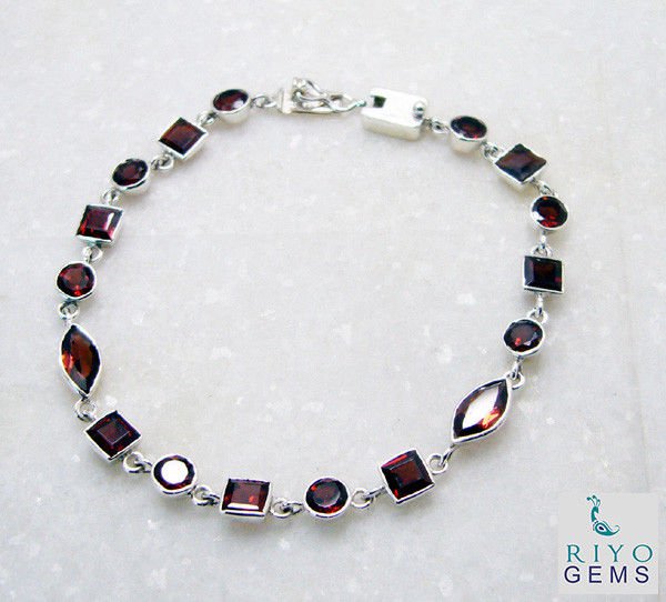 elegant Garnet 925 Solid Sterling Silver Red Bracelet genuine usually US