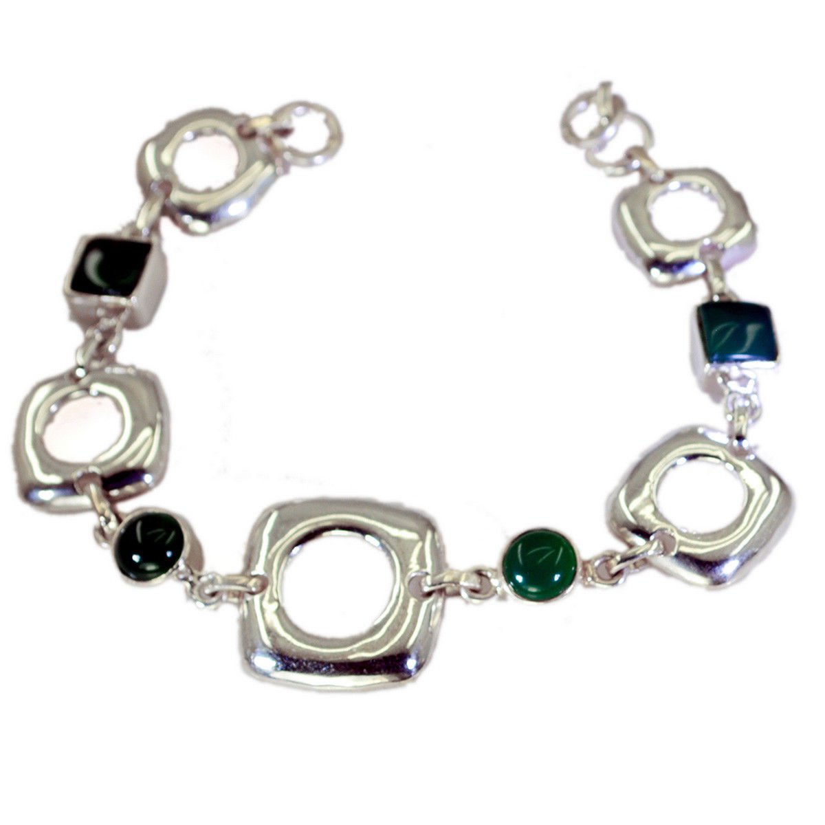 attractive Green Onyx 925 Sterling Silver Green Bracelet genuine normaly US