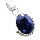 splendid Indian Blue Corrundem 925SterlingSilver Blue Pendant genuine india US
