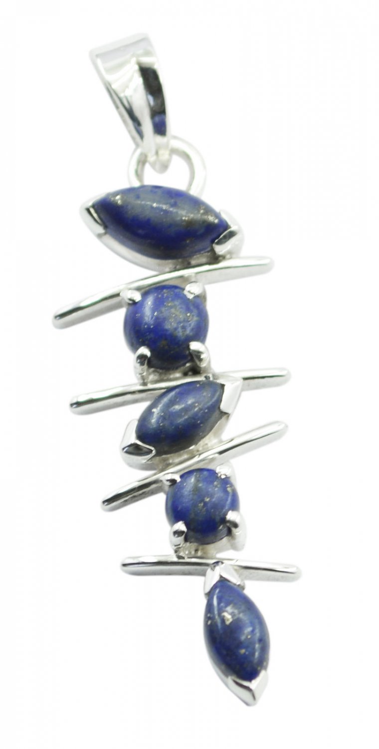 enticing Lapis Lazuli 925 Sterling Silver Blue Pendant Natural jaipur US