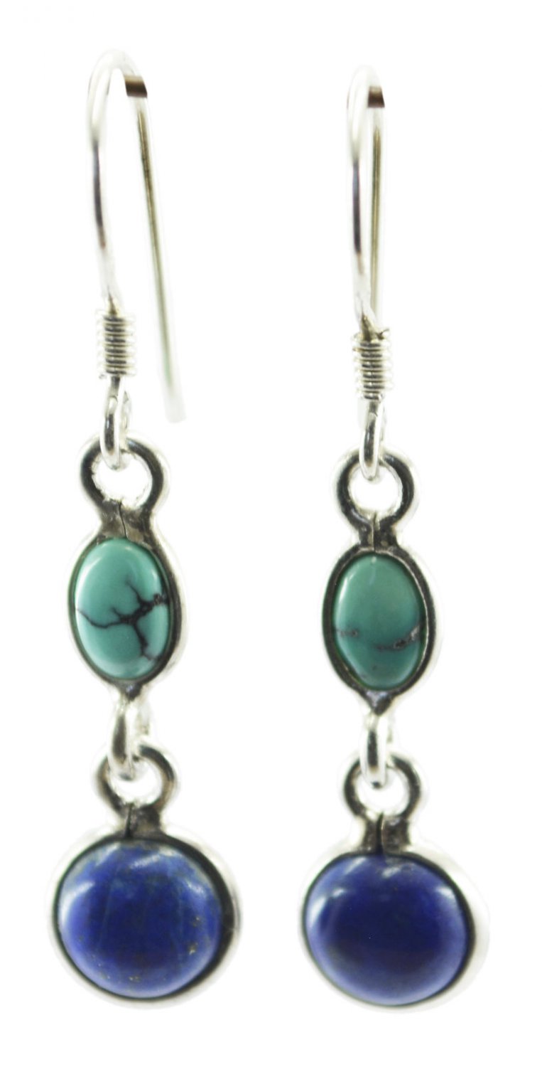 fair Turquoise 925 Sterling Silver Multi Earring genuine gemstones US
