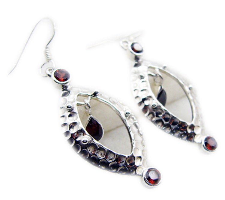 pulchritudinous Garnet 925 Sterling Silver Red Earring genuine jaipur US